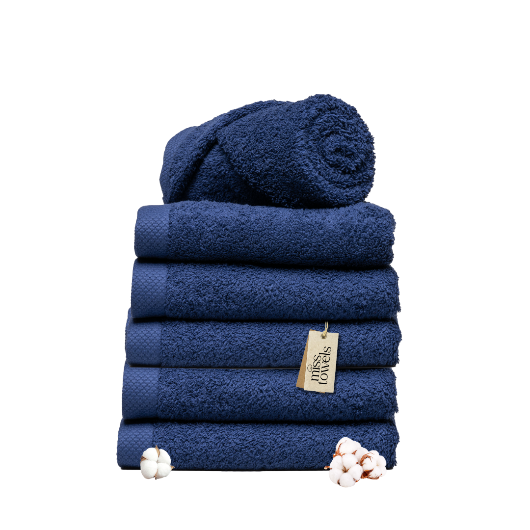 Miss Towels - Hotelkwaliteit Handdoek - Marineblauw / 70 x 140 cm - Portugees Katoen