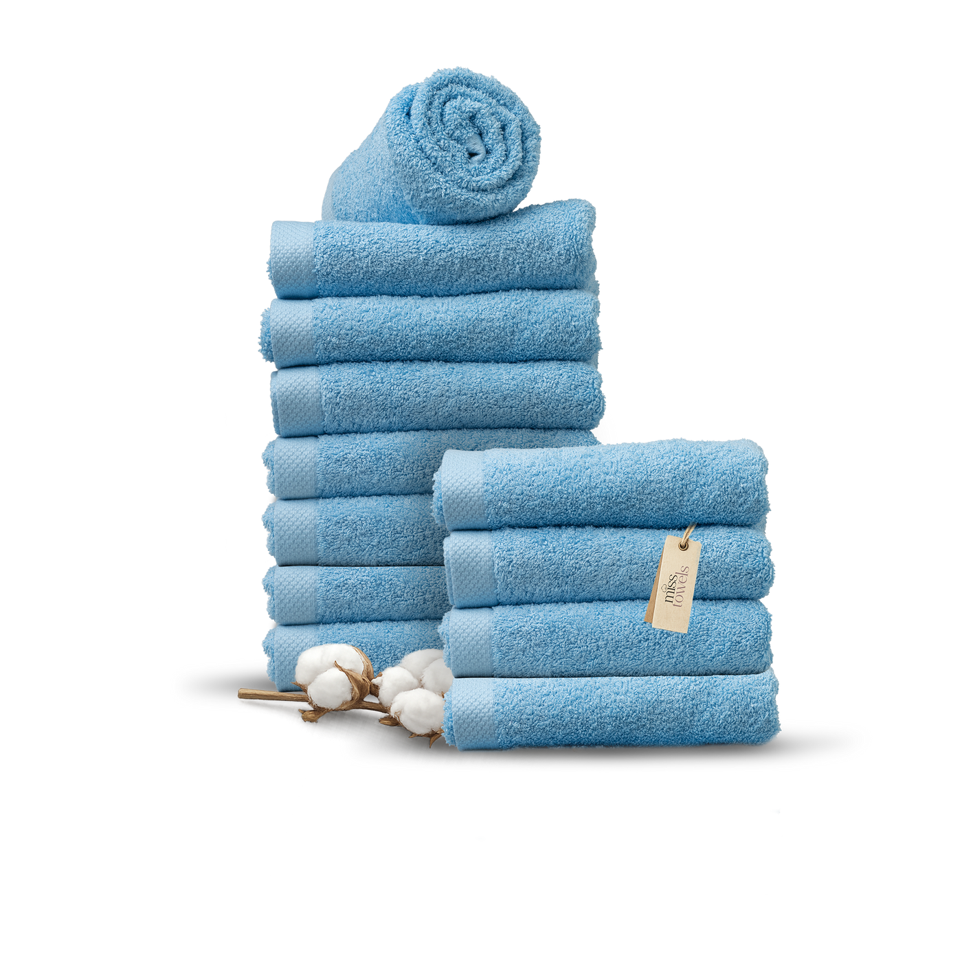 Hotelkwaliteit handdoeken 12 stuks 50x100 hemelsblauw
