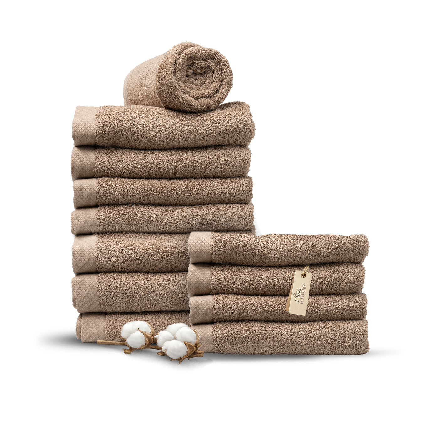 Hotelkwaliteit handdoeken 12 stuks 50x100  kastanje bruin