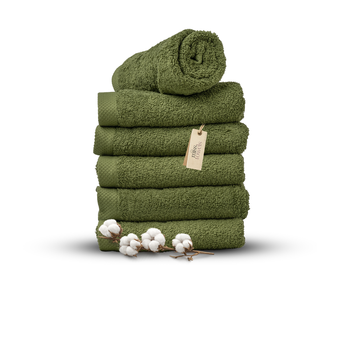 Hotel handdoeken 6 stuks 50x100 olijf groen