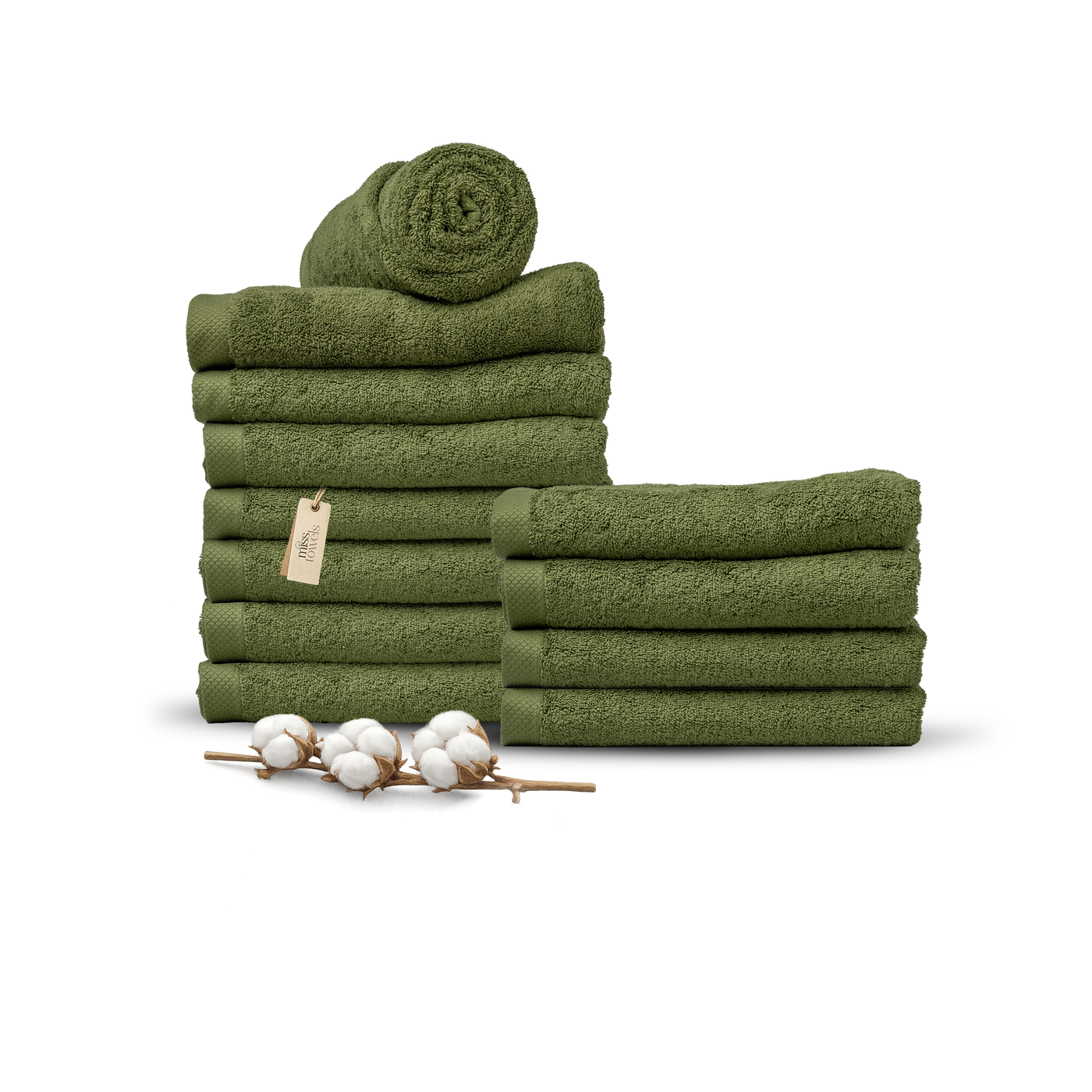 Hotelkwaliteit handdoeken 12 stuks 70x140 olijf groen