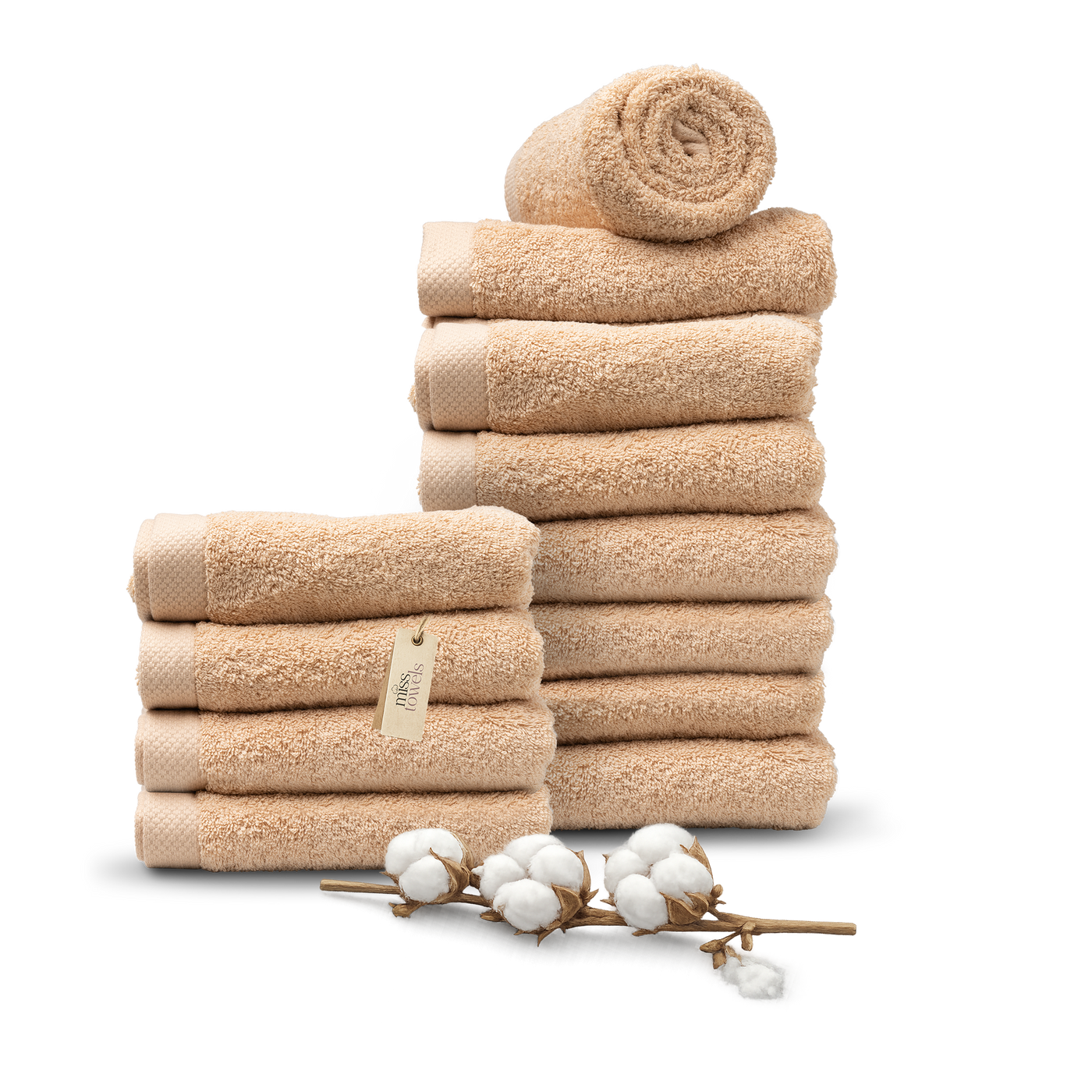 Hotelkwaliteit handdoeken 12 stuks 50x100 zand