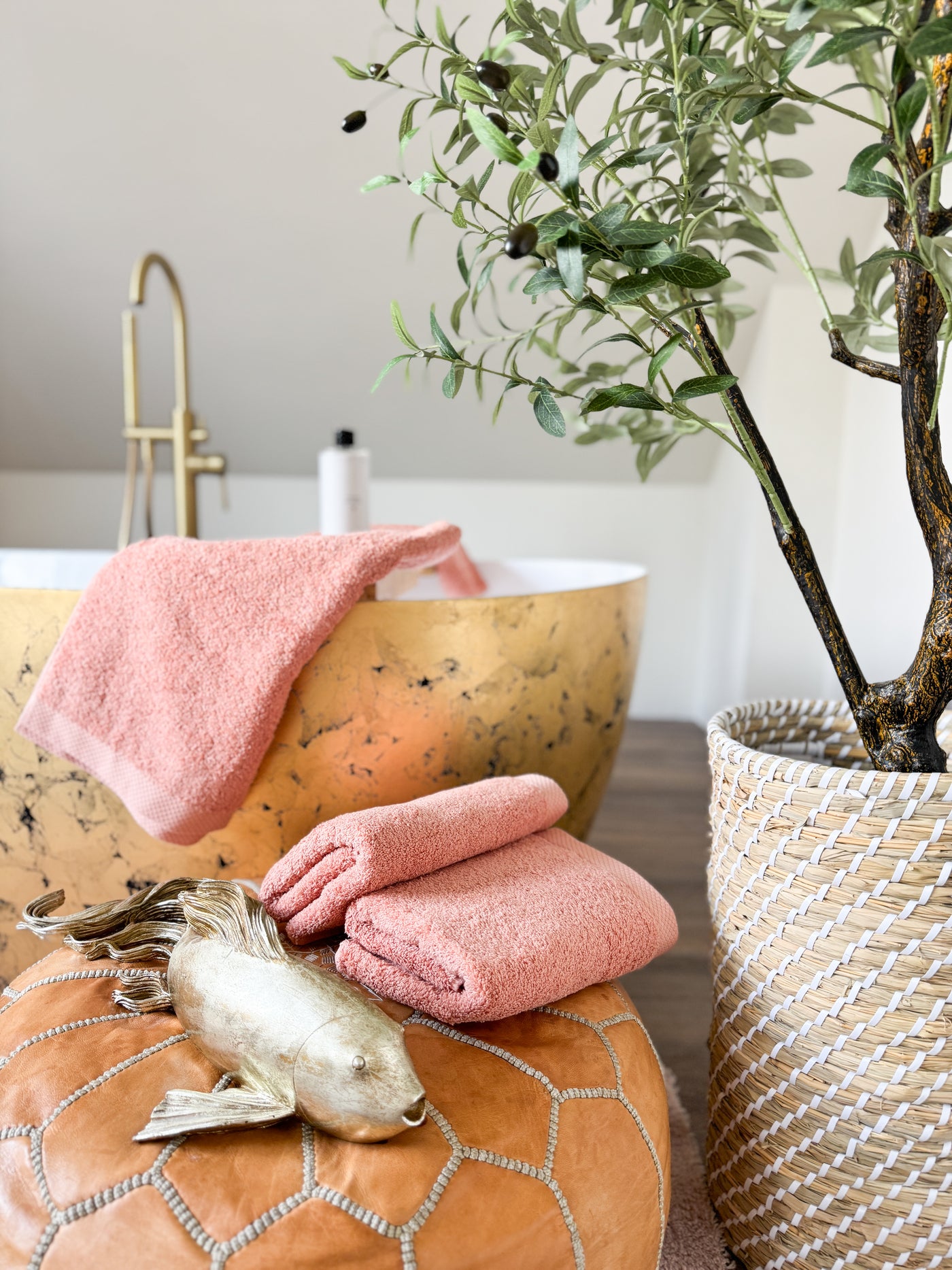Zalm roze hotel handdoeken